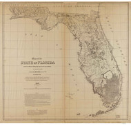 Florida 1875 U.S. Army Engineers - Old State Map Reprint