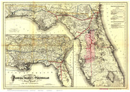 Florida 1882 Colton - Old State Map Reprint
