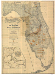 Florida 1888 Elliot - Old State Map Reprint