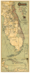 Florida 1893 Railroad Map - Old State Map Reprint