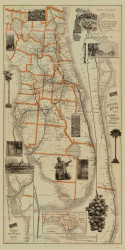 Florida 1894 Matthews Northrup Co. - Old State Map Reprint
