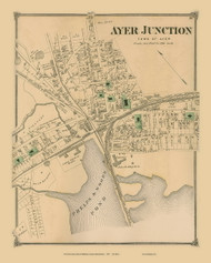 Ayer Junction, Massachusetts 1875 Old Town Map Reprint - Middlesex Co.