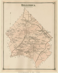 Billerica, Massachusetts 1875 Old Town Map Reprint - Middlesex Co.