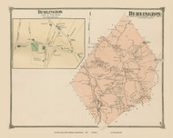 Burlington and Burlington Village, Massachusetts 1875 Old Town Map Reprint - Middlesex Co.