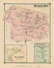 Dunstable and Dunstable Village, Massachusetts 1875 Old Town Map Reprint - Middlesex Co.