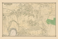 Everett Village (Horizontal), Massachusetts 1875 Old Town Map Reprint - Middlesex Co.