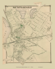 South Framingham, Massachusetts 1875 Old Town Map Reprint - Middlesex Co.