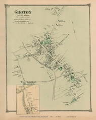 Groton Village and West Groton, Massachusetts 1875 Old Town Map Reprint - Middlesex Co.