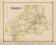 Holliston, Massachusetts 1875 Old Town Map Reprint - Middlesex Co.