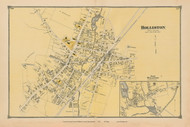 Holliston and East Holliston Villages, Massachusetts 1875 Old Town Map Reprint - Middlesex Co.