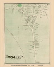 Hopkinton Village - South, Massachusetts 1875 Old Town Map Reprint - Middlesex Co.