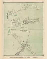 Woodville and Holden Row - Hopkinton, Massachusetts 1875 Old Town Map Reprint - Middlesex Co.