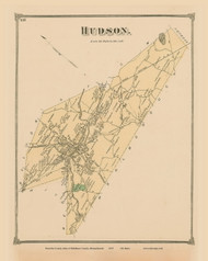 Hudson, Massachusetts 1875 Old Town Map Reprint - Middlesex Co.