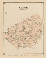 Lincoln, Massachusetts 1875 Old Town Map Reprint - Middlesex Co.