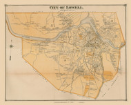 Lowell, Massachusetts 1875 Old Town Map Reprint - Middlesex Co.