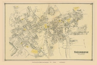 Marlborough Village, Massachusetts 1875 Old Town Map Reprint - Middlesex Co.