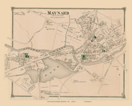 Maynard Village, Massachusetts 1875 Old Town Map Reprint - Middlesex Co.
