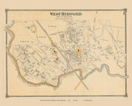 West Medford, Massachusetts 1875 Old Town Map Reprint - Middlesex Co.