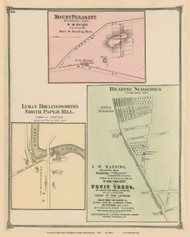 Reading Nurseries, Groton Paper Mill and Mount Pleasant, Massachusetts 1875 Old Town Map Reprint - Middlesex Co.
