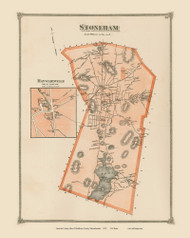 Stoneham and Haywardville, Massachusetts 1875 Old Town Map Reprint - Middlesex Co.