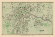 Waltham Village, Massachusetts 1875 Old Town Map Reprint - Middlesex Co.