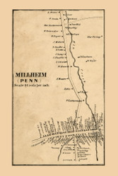 Millheim Village  Penn Township, Pennsylvania 1861 Old Town Map Custom Print - Centre Co.