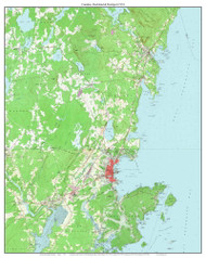 Camden, Rockland, Rockport, Owls Head 1974 - Custom USGS Old Topo Map - Maine