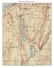 Waneta & Lamoka Lakes 1903 - Custom USGS Old Topo Map - New York - Finger Lakes