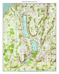 Waneta & Lamoka Lakes 1943 - Custom USGS Old Topo Map - New York - Finger Lakes