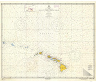 Hawaii to French Frigate Shoals 1961 Nautical Chart - Hawaiian Islands 4001 - 19007 Hawaii