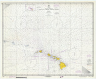 Hawaii to French Frigate Shoals 1970 Nautical Chart - Hawaiian Islands 4001 - 19007 Hawaii