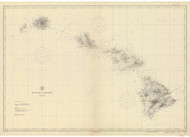 Hawaiian Islands 1917 Nautical Chart - Hawaiian Islands 4102 - 19004 Hawaii