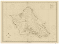 Island of Oahu 1920 Nautical Chart - Hawaiian Islands 4110 - 19357 Hawaii