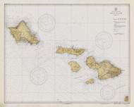 Hawaii to Oahu 1933 Nautical Chart - Hawaiian Islands 4116 - 19340 Hawaii