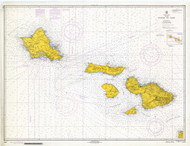 Hawaii to Oahu 1969 Nautical Chart - Hawaiian Islands 4116 - 19340 Hawaii