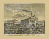 Hartman's Planing Mill, Danville, Pennsylvania 1860 Old Town Map Custom Print - Montour Co.