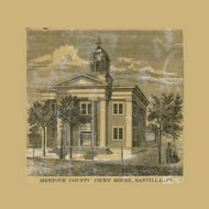Montour County Courthouse, Pennsylvania 1860 Old Town Map Custom Print - Montour Co.