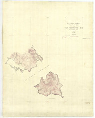 Angel Island, Tiburon, & Raccoon Straits 1852 - Old Map Nautical Chart PC Harbors - San Francisco Bay Topo Charts 361BIS - California