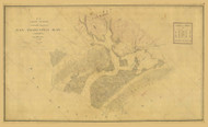 Oakland, Brooklyn & The Encinal 1856 - Old Map Nautical Chart PC Harbors - San Francisco Bay Topo Charts 592 - California