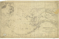 Alaska and Adjoining Territory 1867 Pacific Coast Nautical Sailing Chart 960