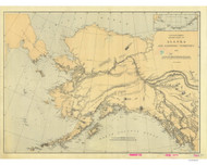 Alaska and Adjoining Territory 1869 Pacific Coast Nautical Sailing Chart 960