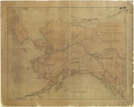 Alaska and Adjoining Territory 1884 Pacific Coast Nautical Sailing Chart 960