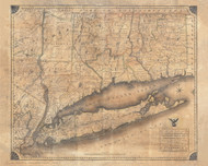 Connecticut 1815 Damerum - Old State Map Reprint
