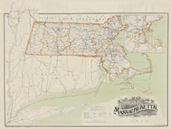Massachusetts 1894 Railroads - Old State Map Reprint