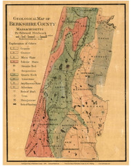 Berkshire County - Geological Geological map by Edward Hitchcock County Massachusetts 1858 - Old Map Reprint - County Other