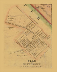 Boyertown Village Colebrookdale Township, Pennsylvania 1854 Old Town Map Custom Print - Berks Co.