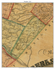 Douglass Township, Pennsylvania 1854 Old Town Map Custom Print - Berks Co.