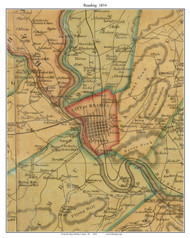 Reading Township, Pennsylvania 1854 Old Town Map Custom Print - Berks Co.