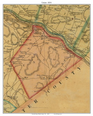 Union Township, Pennsylvania 1854 Old Town Map Custom Print - Berks Co.