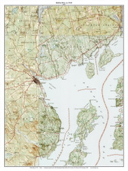 Belfast Bay 1943 - Custom USGS Old Topo Map - Maine